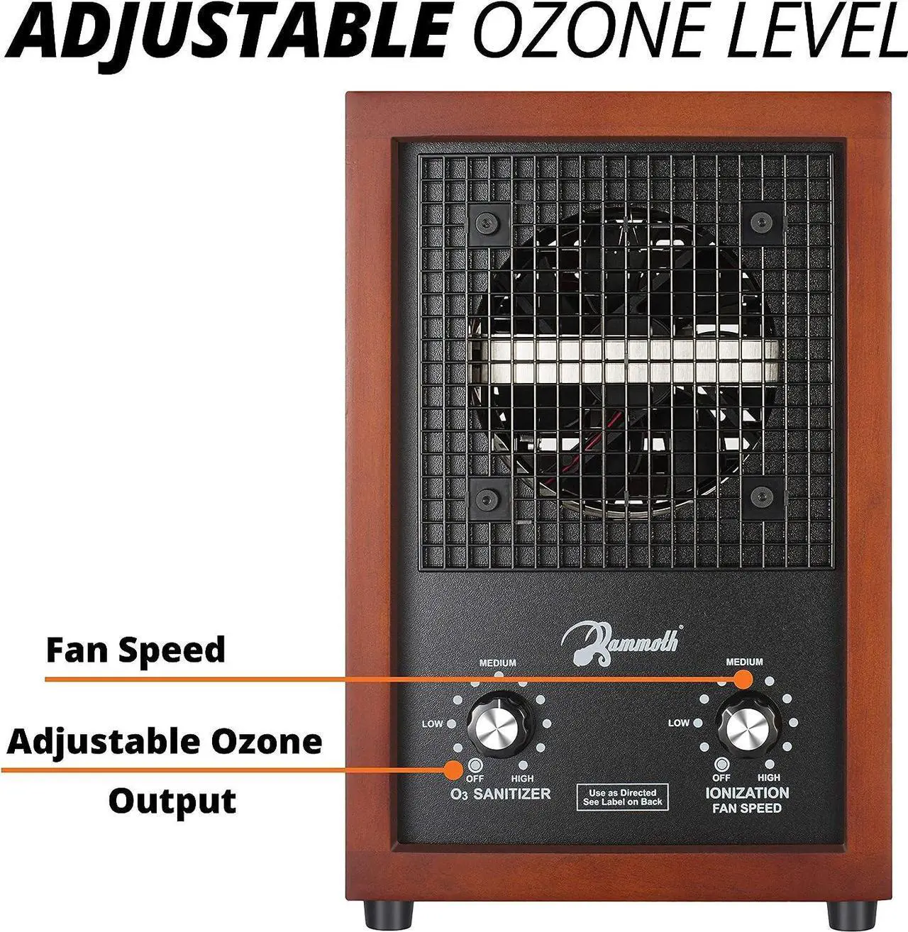 Alt view image 3 of 5 - Ion and Ozone Generator Air Purifier, Ionizer & Deodorizer adjustable up to 3,500 SqFt - Ideal for Dust, Pollen, Pets & Smoke Smell by Mammoth