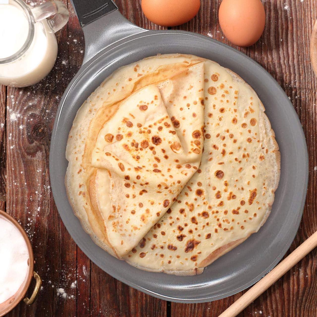 Alt view image 6 of 7 - Crepe pan, Neoflam, Ceramic, Nonstick pan, 10 inch, Bakelite Handle, Tawa pan, Griddle, Pancake Maker, Skillet, Omelette, Tortilla, Roti, Naan, Dosa, Lightweight, PFOA free, Red