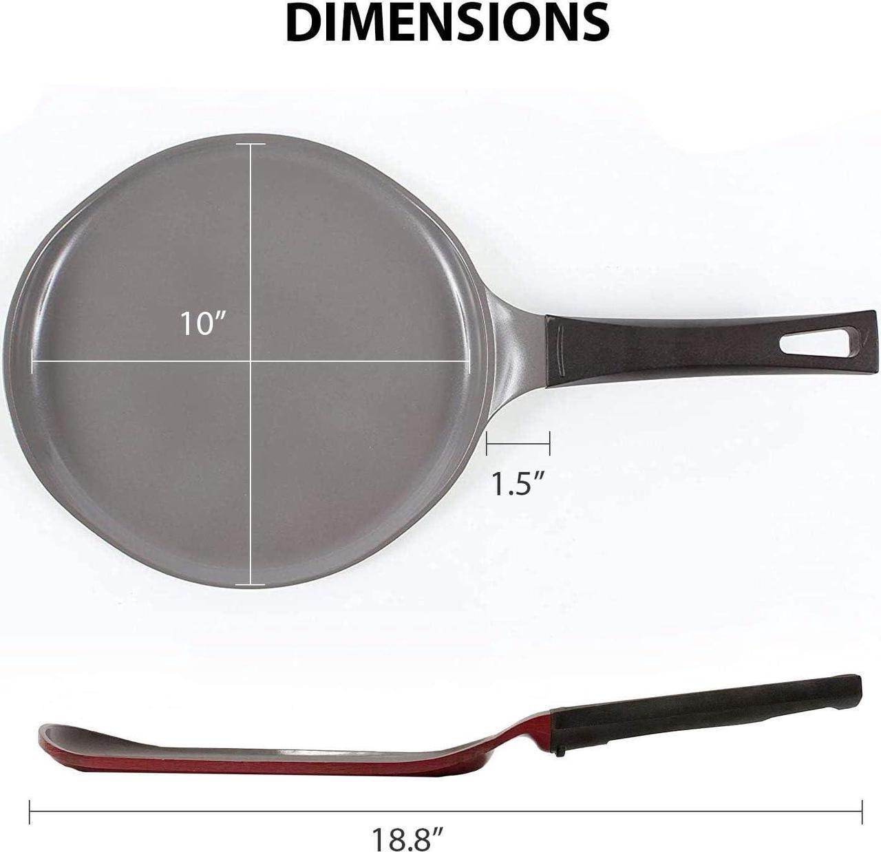 Alt view image 7 of 7 - Crepe pan, Neoflam, Ceramic, Nonstick pan, 10 inch, Bakelite Handle, Tawa pan, Griddle, Pancake Maker, Skillet, Omelette, Tortilla, Roti, Naan, Dosa, Lightweight, PFOA free, Red