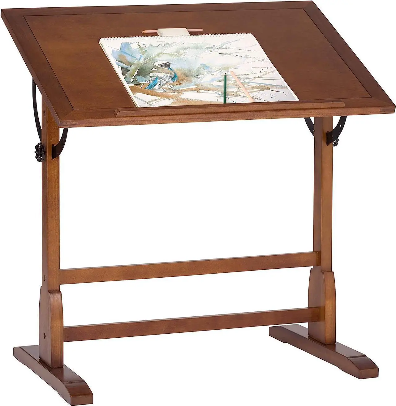 Main image of SD Studio Designs Vintage Rustic Oak Top Adjustable Drafting Craft Drawing Hobby Table Writing Studio Desk, 36''W x 24''D