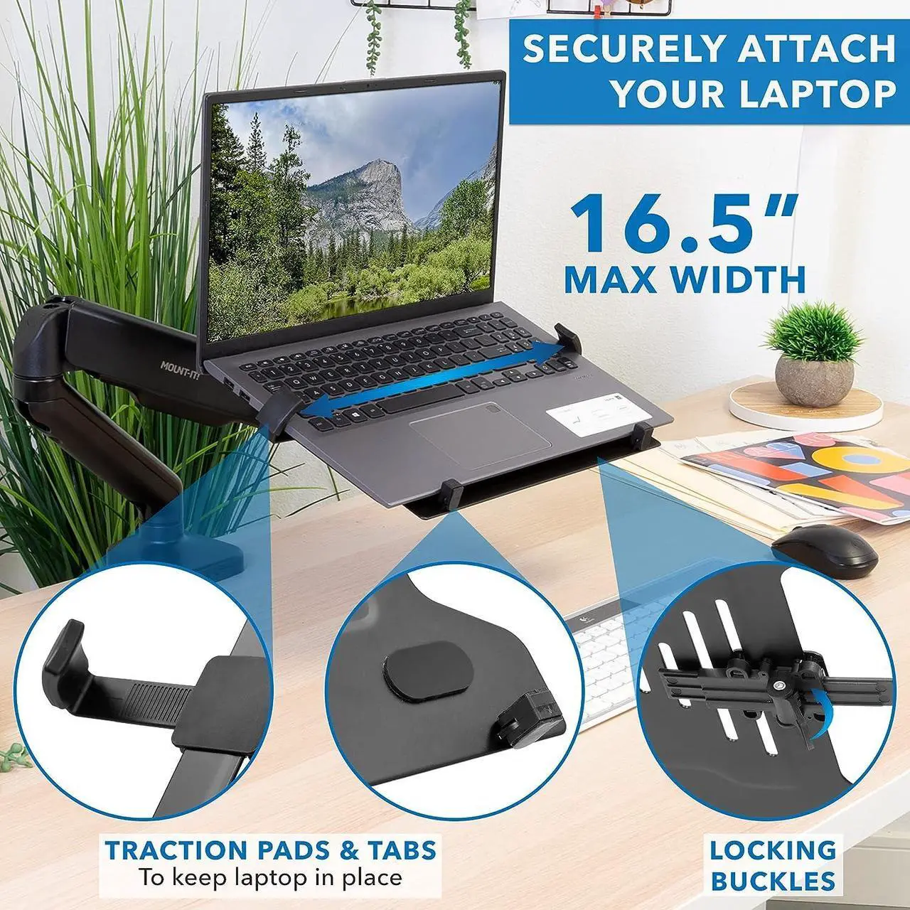 Alt view image 4 of 7 - Mount-It! Laptop Desk Mount Arm with Gas Spring | Full Motion Adjustable Laptop Arm Mount for 11-17 Inch Laptops | Ergonomic Laptop Desk Stand with Clamp, Grommet Base, and 22 lbs Capacity