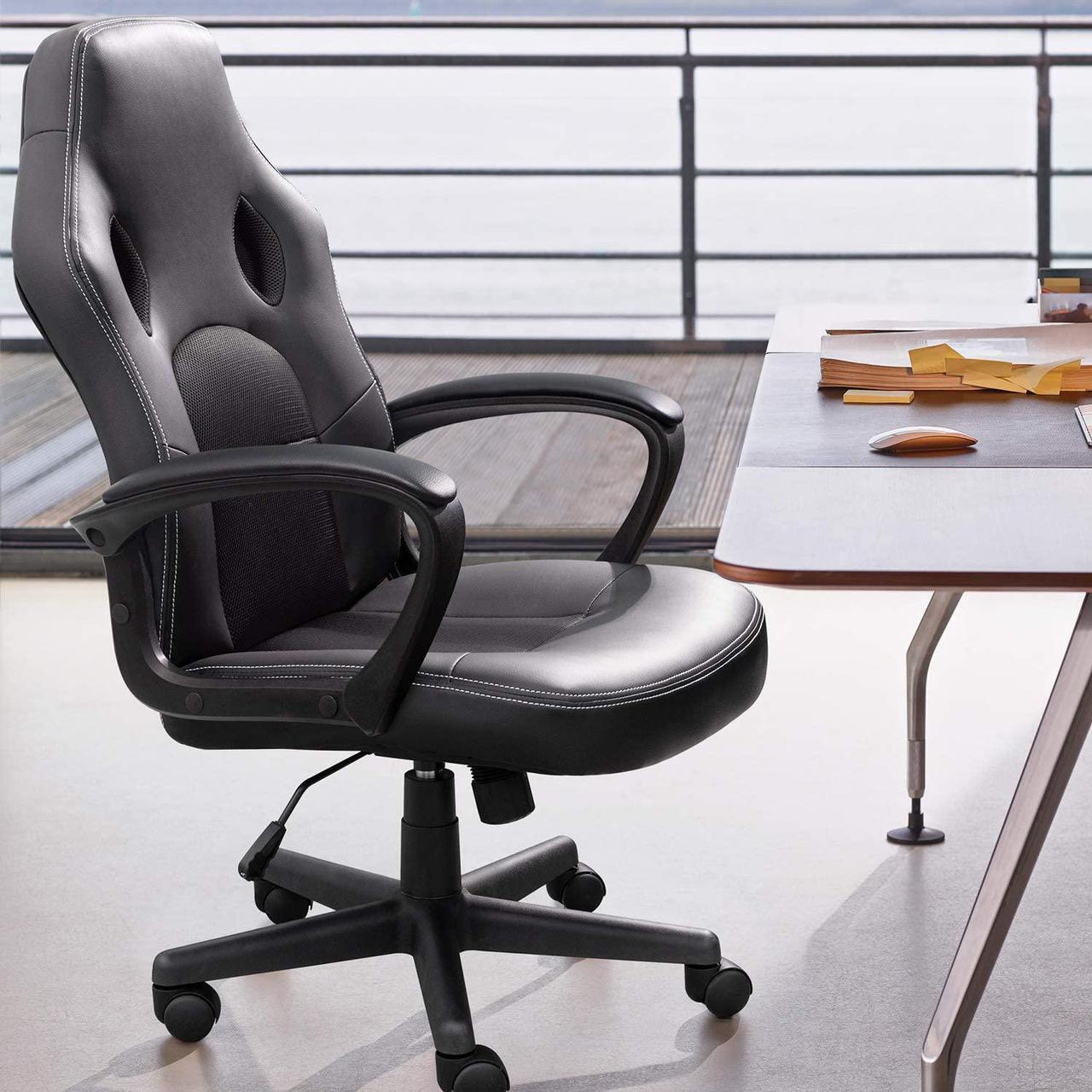 Alt view image 4 of 7 - Furmax Gaming Chair Office Chair Leather Computer Desk Chair Racing Style Ergonomic Adjustable Swivel Task Chair with Lumbar Support and Arms (Black)
