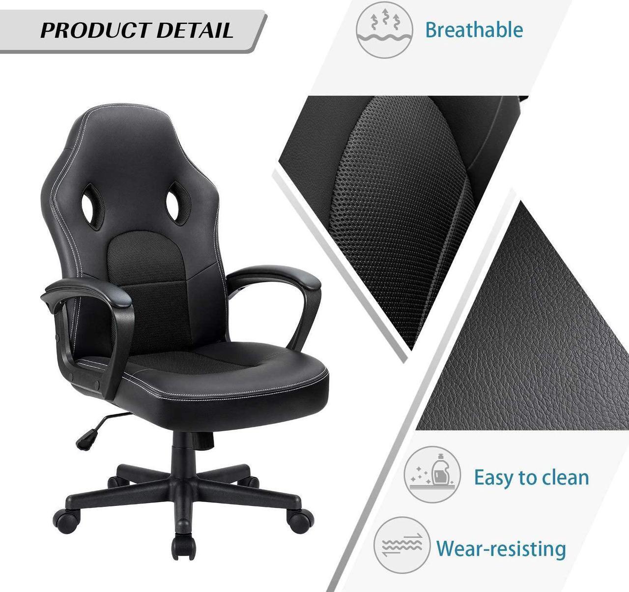 Alt view image 5 of 7 - Furmax Gaming Chair Office Chair Leather Computer Desk Chair Racing Style Ergonomic Adjustable Swivel Task Chair with Lumbar Support and Arms (Black)