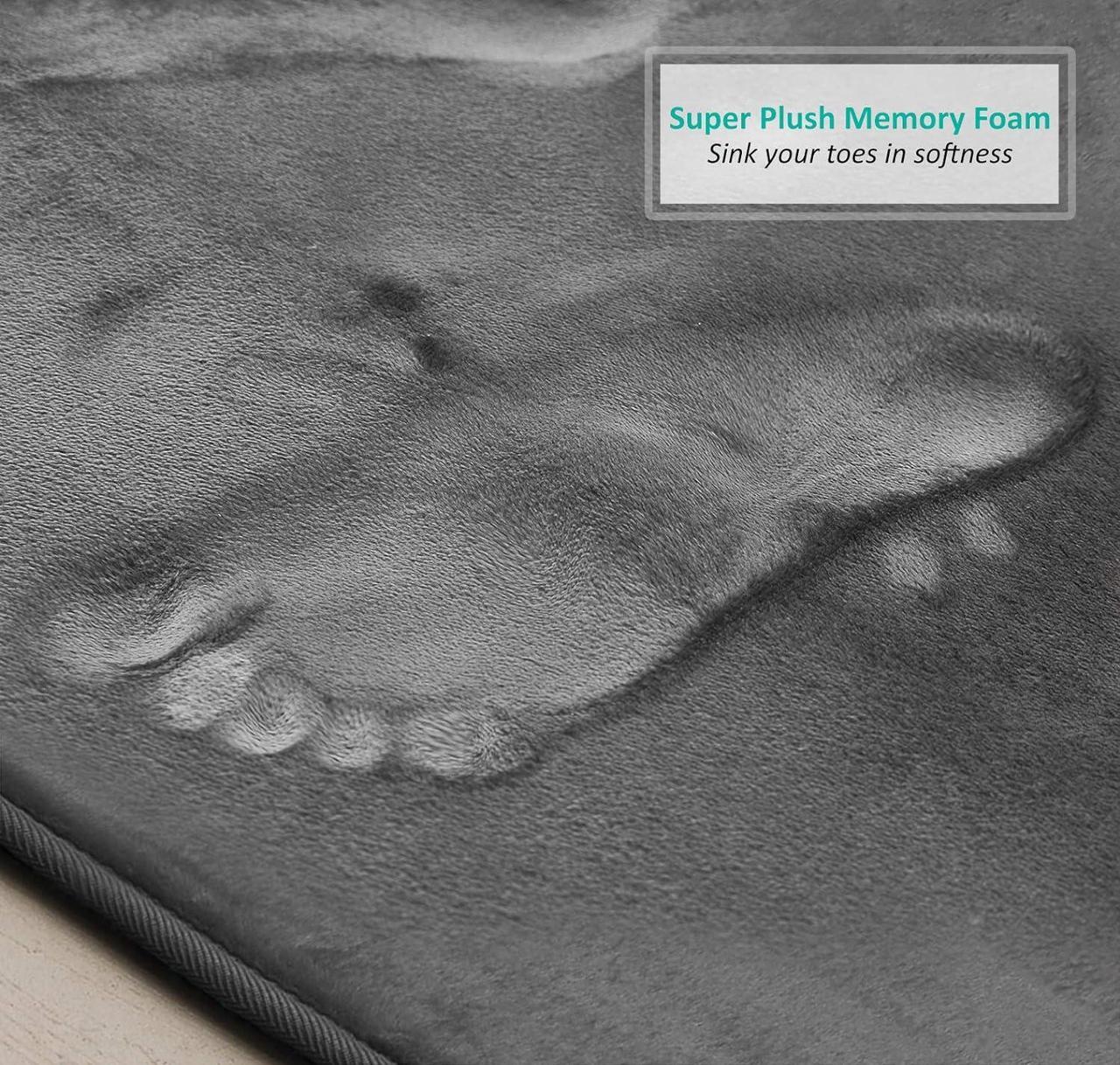 Alt view image 7 of 7 - 3 Piece Bathroom Rugs Bath Mat Set Velvet Memory Foam Bath Mats for Bathroom - Non-Slip PVC Backing Bath Rugs Washable Bathroom Rug Mats - Dries Quickly Grey Bathroom Rug Set