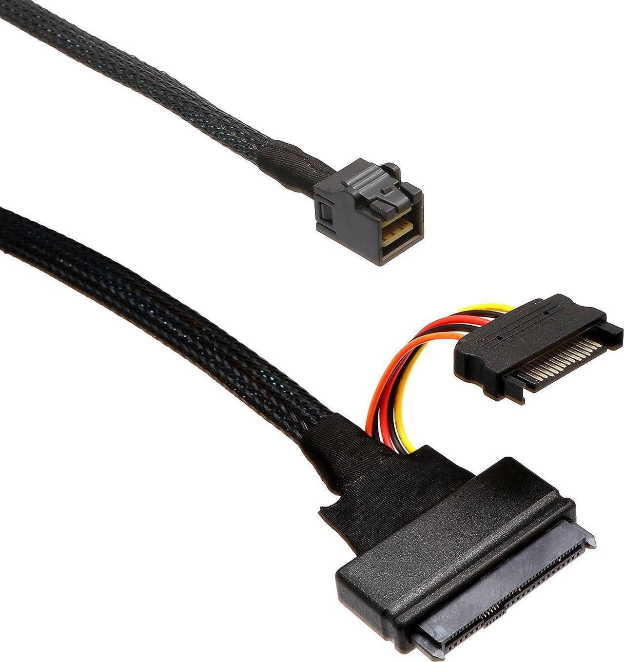 U.2 NVMe to MiniSAS Cable with SATA Power Connector for 2.5" U.2 NVMe SSD, SFF-8643 to SFF-8639 Cable SI-CAB40120