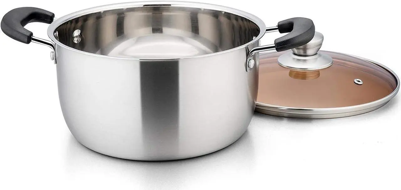 Alt view image 7 of 7 - TeamFar Stock Pot 4qt, Stainless Steel Stock Soup Pasta Pot with Lid, Double Heatproof Handles, Non Toxic & Healthy, Easy Clean & Dishwasher Safe
