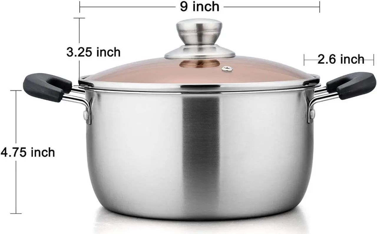 Alt view image 2 of 7 - TeamFar Stock Pot 4qt, Stainless Steel Stock Soup Pasta Pot with Lid, Double Heatproof Handles, Non Toxic & Healthy, Easy Clean & Dishwasher Safe