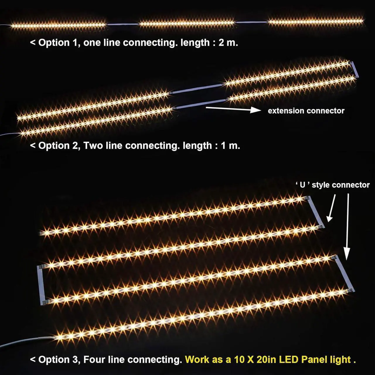 Alt view image 2 of 7 - Under Cabinet Lighting Kit Flexible LED Strip Lights Bar Under Counter Lights for Kitchen Cupboard Desk Monitor Back Shelf 6.6 Feet Tape Light Set ETL Listed 120 LEDs 1100lm 2700K WarmWhite