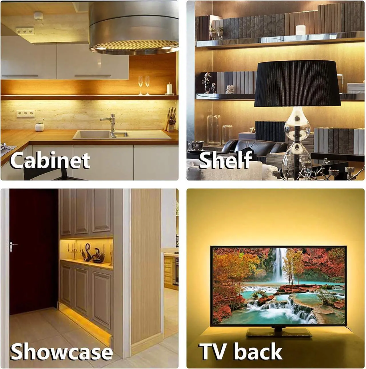 Alt view image 5 of 7 - Under Cabinet Lighting Kit Flexible LED Strip Lights Bar Under Counter Lights for Kitchen Cupboard Desk Monitor Back Shelf 6.6 Feet Tape Light Set ETL Listed 120 LEDs 1100lm 2700K WarmWhite