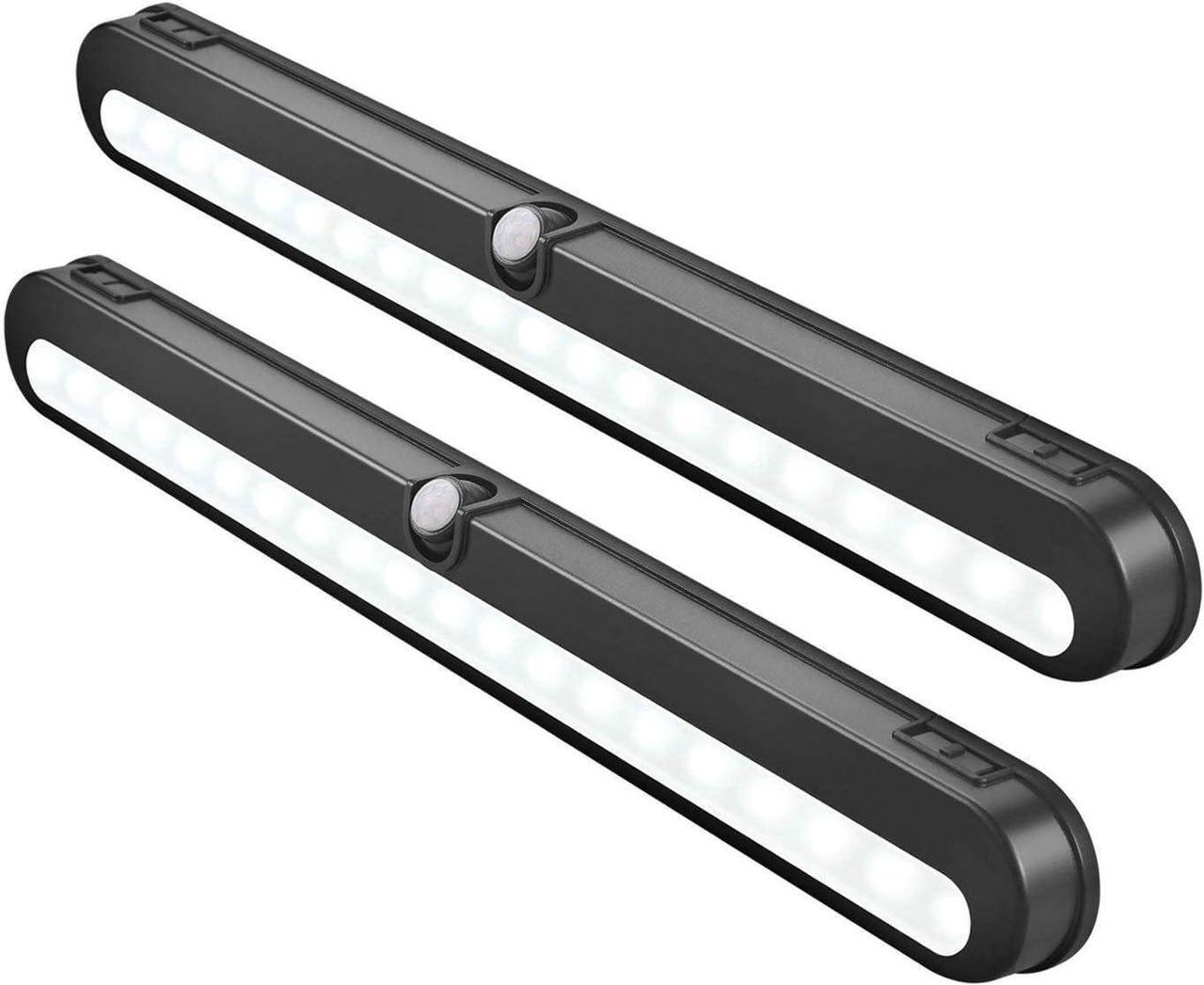 Main image of LED Closet Light Super Bright 20 LED Under Cabinet Lighting Battery Powered/DC Input Wireless Motion Sensing Light, Motion & Light Sensor, Light Beam Adjustable, Black(2 Pack)