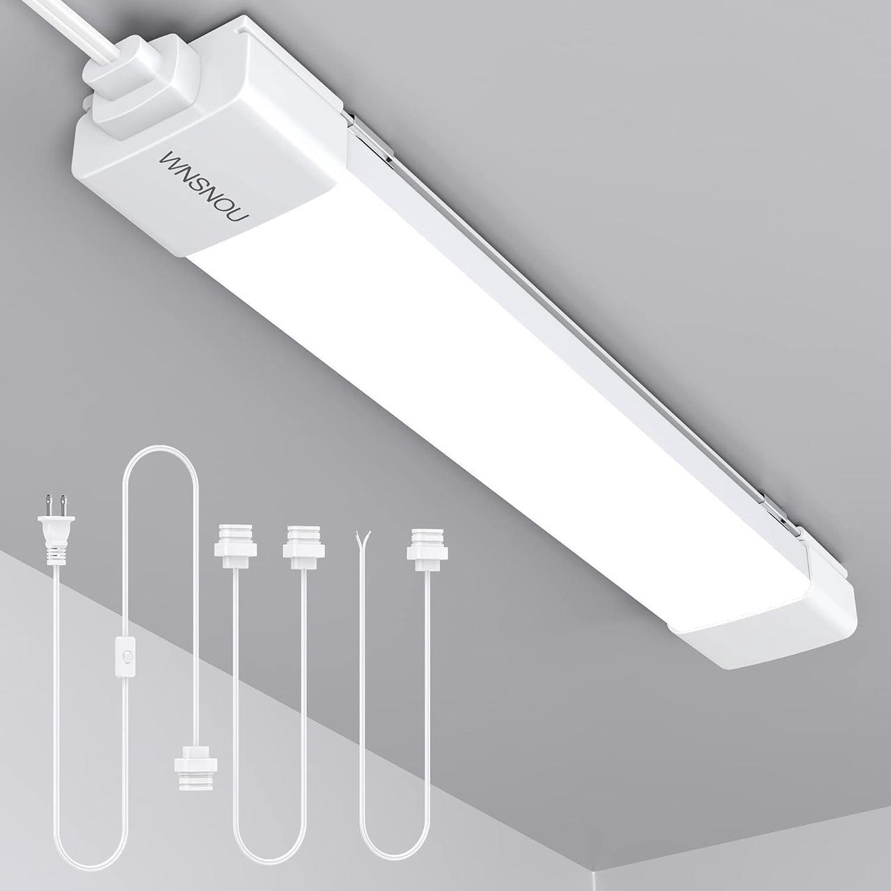 Main image of LED Tube Light Fixture with Plug 1.4FT 1800LM 5000K Utility Shop Light Linkable Cabinet Light for Garage Kitchen Bathroom Closet Office - 1.4Ft Triproof White