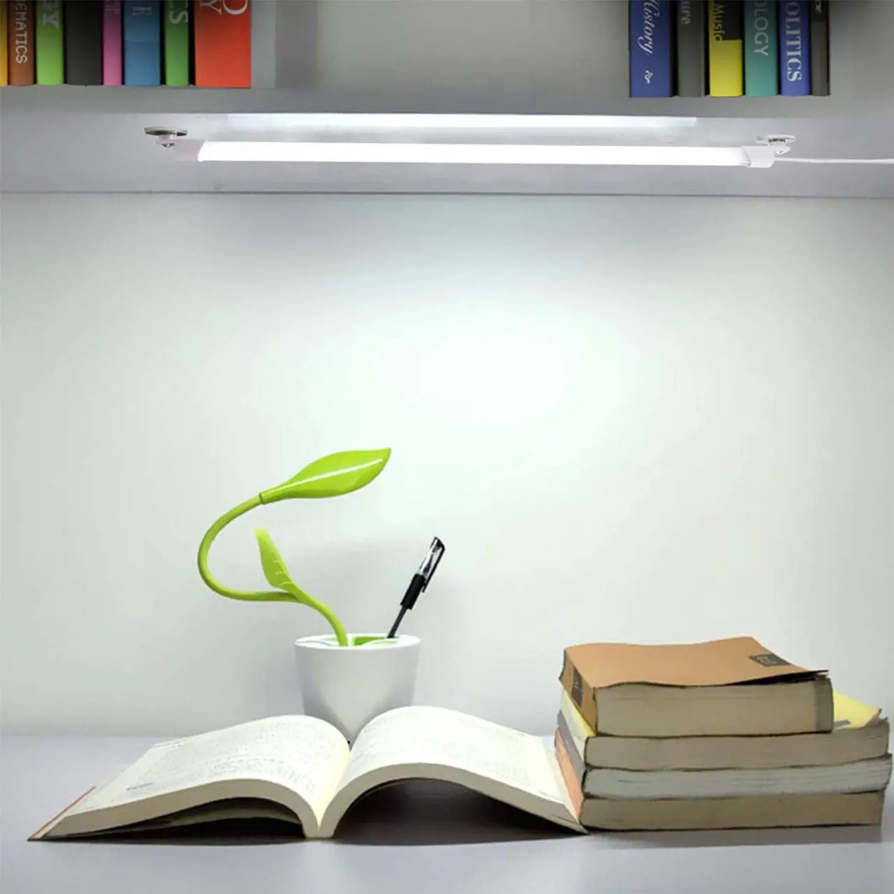 Alt view image 3 of 6 - 110V LED Under Cabinet Lighting 17inch LED Strip Light Bar with 6ft Power Cord Magnetic Installation Super Slim Counter Light Reading Desk Lamp for Kitchen/Work Table.(White 6000K)