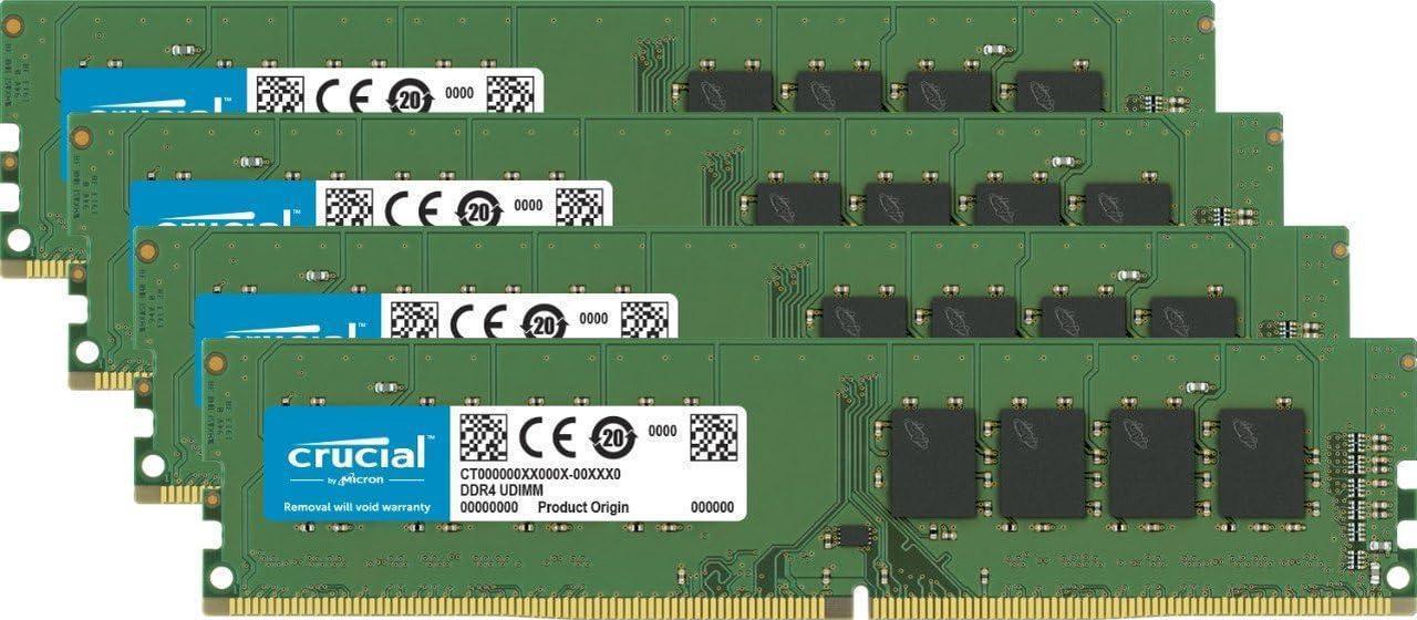 Crucial 32GB Kit (8GBx4) DDR4 2133 MT/s (PC4-17000) SR x8 Unbuffered DIMM 288-Pin Memory - CT4K8G4DFS8213