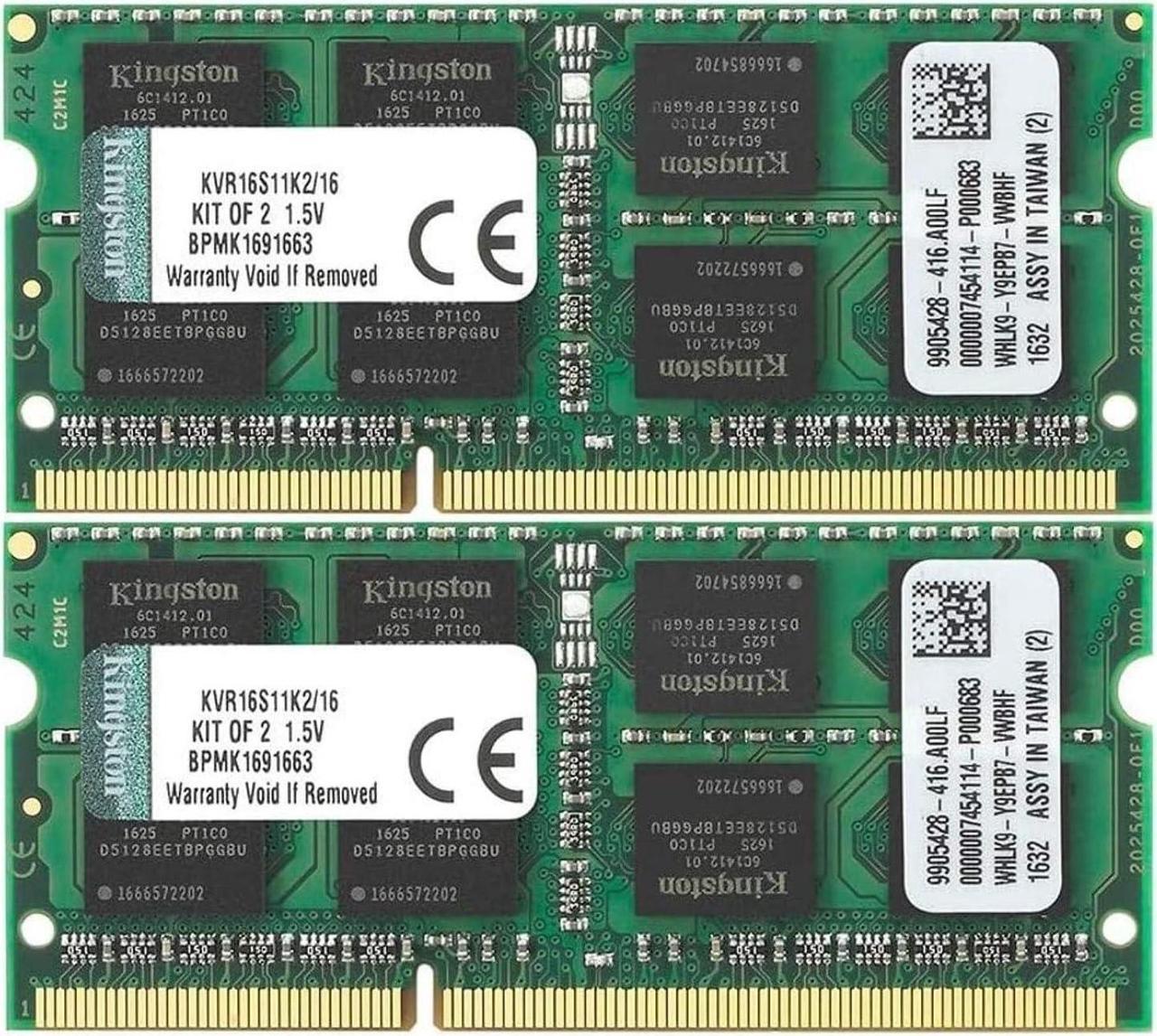 ValueRAM 16GB Kit (2x8GB) 1600MHz DDR3 PC3-12800 Non-ECC CL11 SODIMM Notebook Memory KVR16S11K2/16