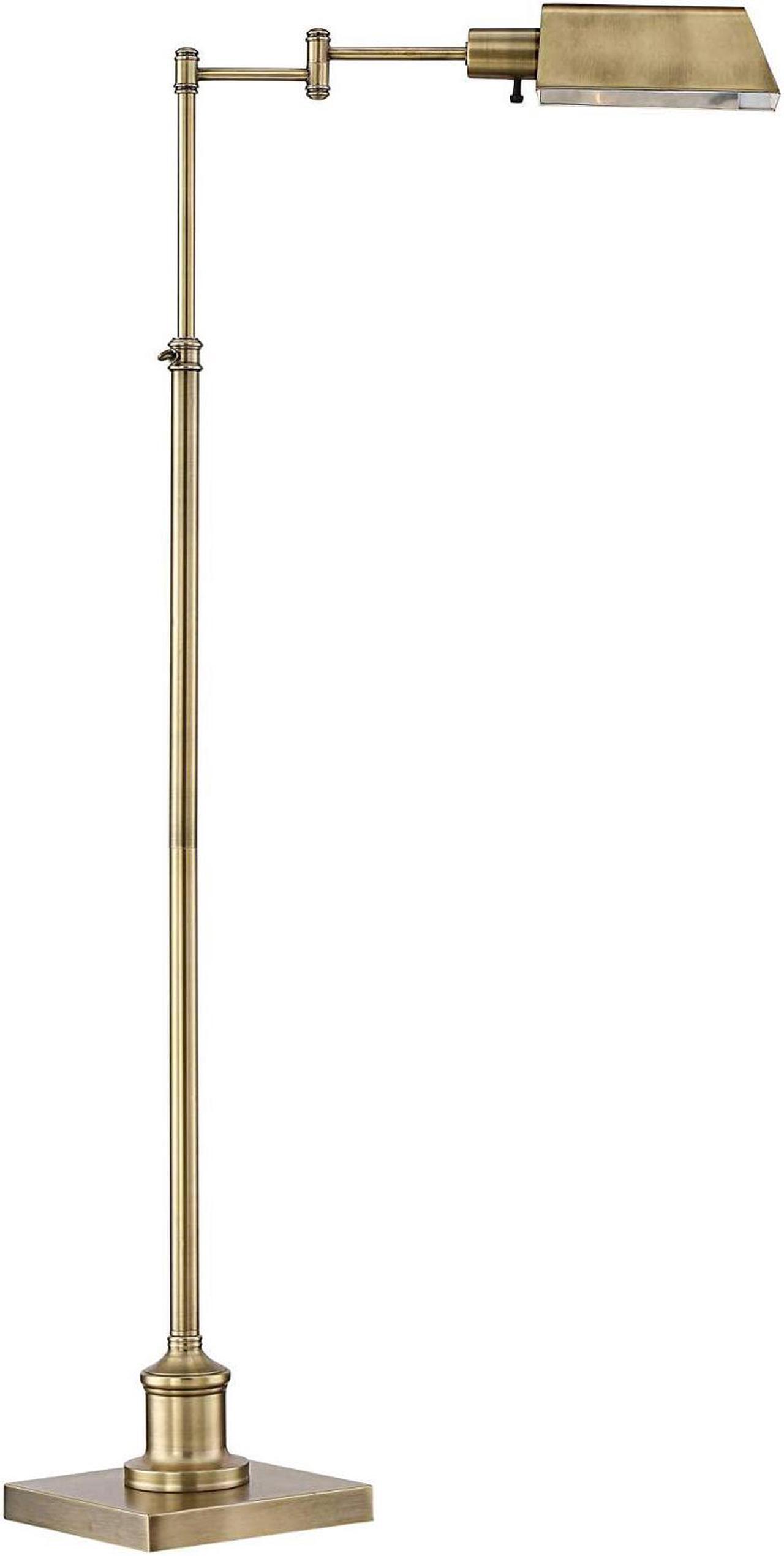 Alt view image 2 of 7 - Regency Hill Jenson Traditional Metal Adjustable Pharmacy Floor Lamp Swing Arm 54" Tall Aged Brass Metal Shade Standing Pole Light for Living Room Reading House Bedroom Home Office