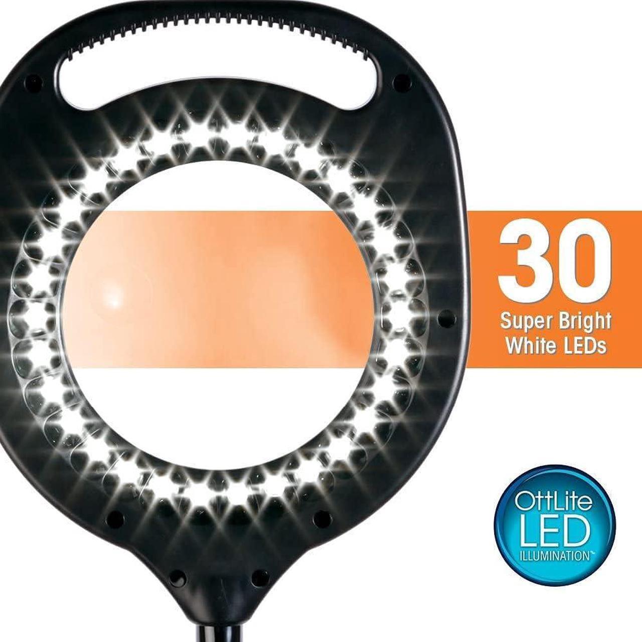 Alt view image 3 of 4 - OttLite 2-in-1 LED Magnifier Floor and Table Light | Task Lamp, Craft Lamp | 2x Optical Grade Magnifier, 4x Spot Magnifier, Natural Daylight LEDs | Home, Office, Workshop, Dorm