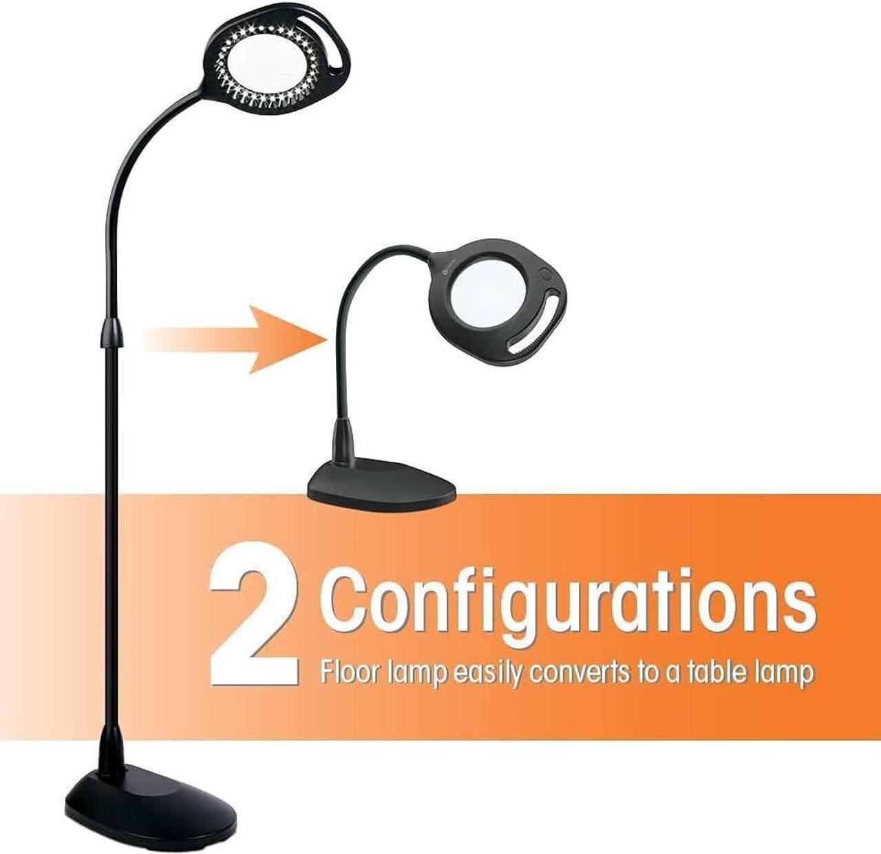 Alt view image 4 of 4 - OttLite 2-in-1 LED Magnifier Floor and Table Light | Task Lamp, Craft Lamp | 2x Optical Grade Magnifier, 4x Spot Magnifier, Natural Daylight LEDs | Home, Office, Workshop, Dorm