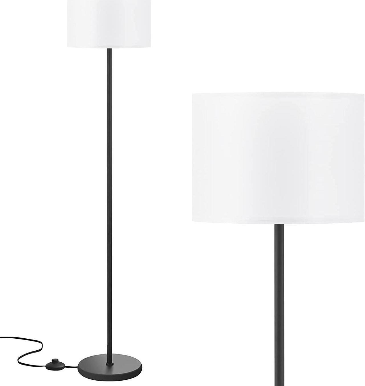 Main image of Modern Floor Lamp Simple Design with White Shade, Foot Pedal Switch, 60" Small Tall Lamps for Living Room Bedroom Office Dining Room Kitchen, Black Pole Lamp(Without Bulb)