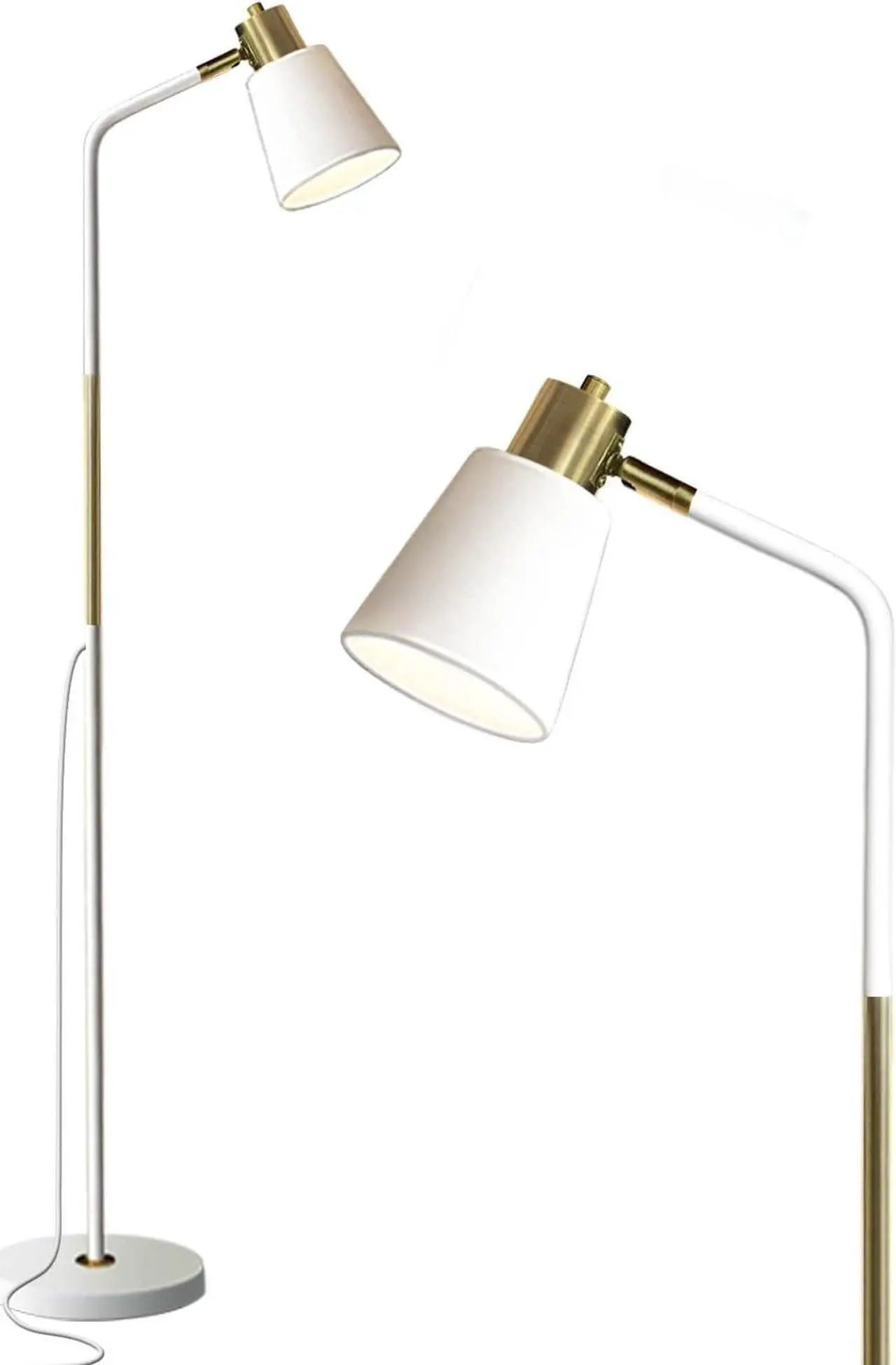 Main image of Floor Lamp, Industrial Floor Lamps for Living Rooms Rustic Farmhouse Reading Standing Floor Lamp Adjustable Metal Heads Indoor Task Lighting for Living Room Bedroom Office Home Décor (White)