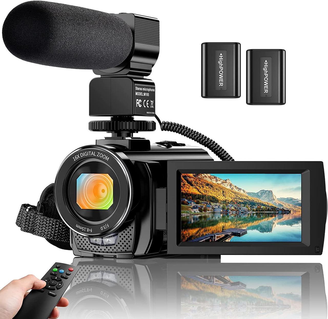Main image of Video Camera YouTube Vlogging Camera Recorder FHD 1080P 24.0MP 3.0 Inch 270 Degree Rotation Screen 16X Digital Zoom Camcorder with Microphone,Remote Control and 2 Batteries