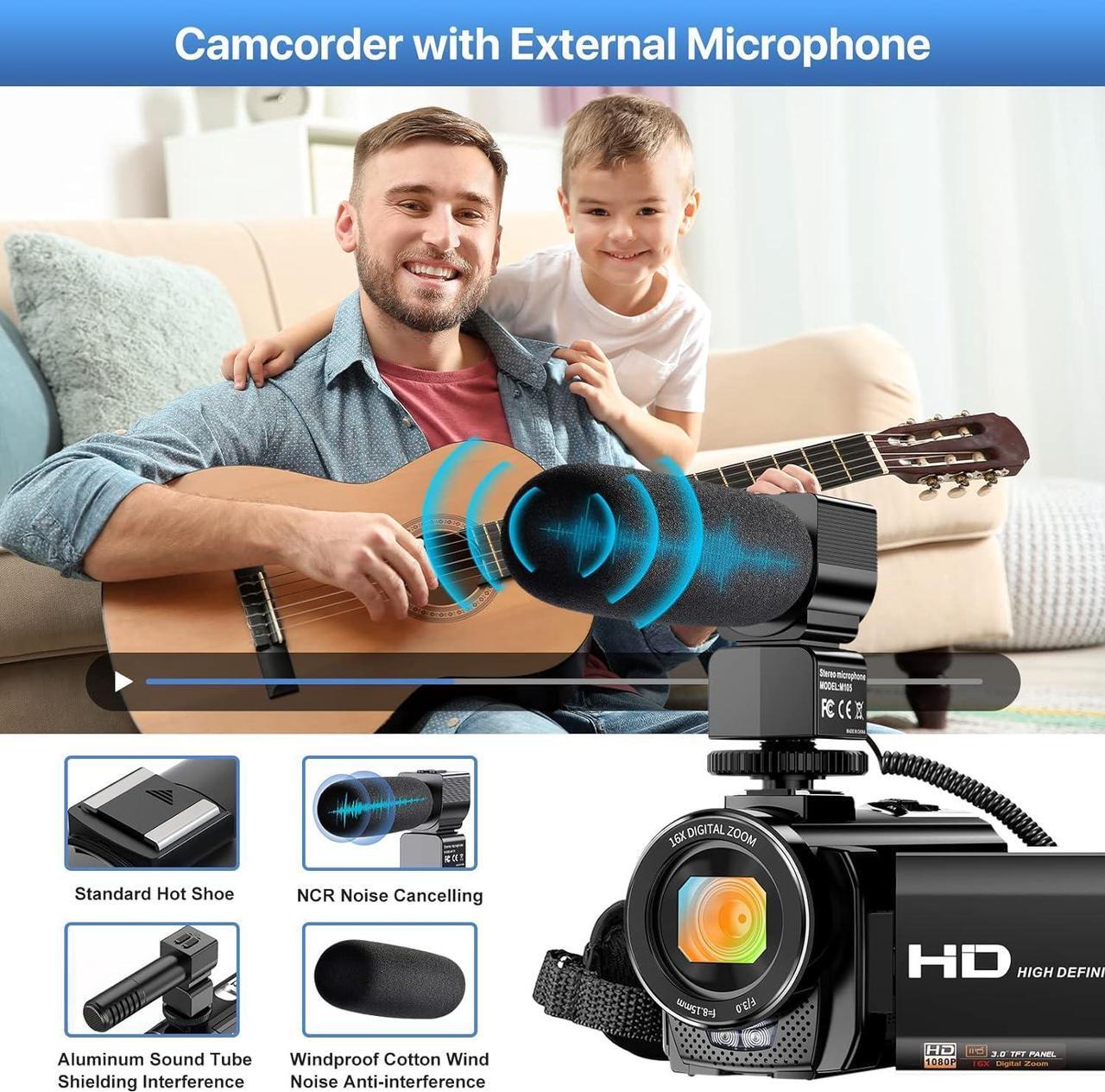 Alt view image 3 of 7 - Video Camera YouTube Vlogging Camera Recorder FHD 1080P 24.0MP 3.0 Inch 270 Degree Rotation Screen 16X Digital Zoom Camcorder with Microphone,Remote Control and 2 Batteries