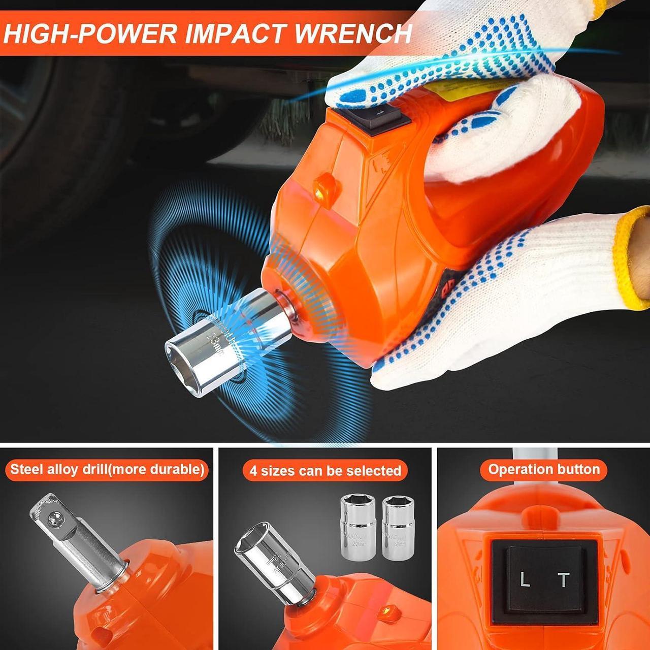 Alt view image 3 of 7 - Electric Car Jack Kit 5Ton 12V Hydraulic Car Jack Lift (Lifting Range: 6.1~17.7 inch) with Electric Impact Wrench for SUV MPV Sedan Truck Change Tires Garage Repair