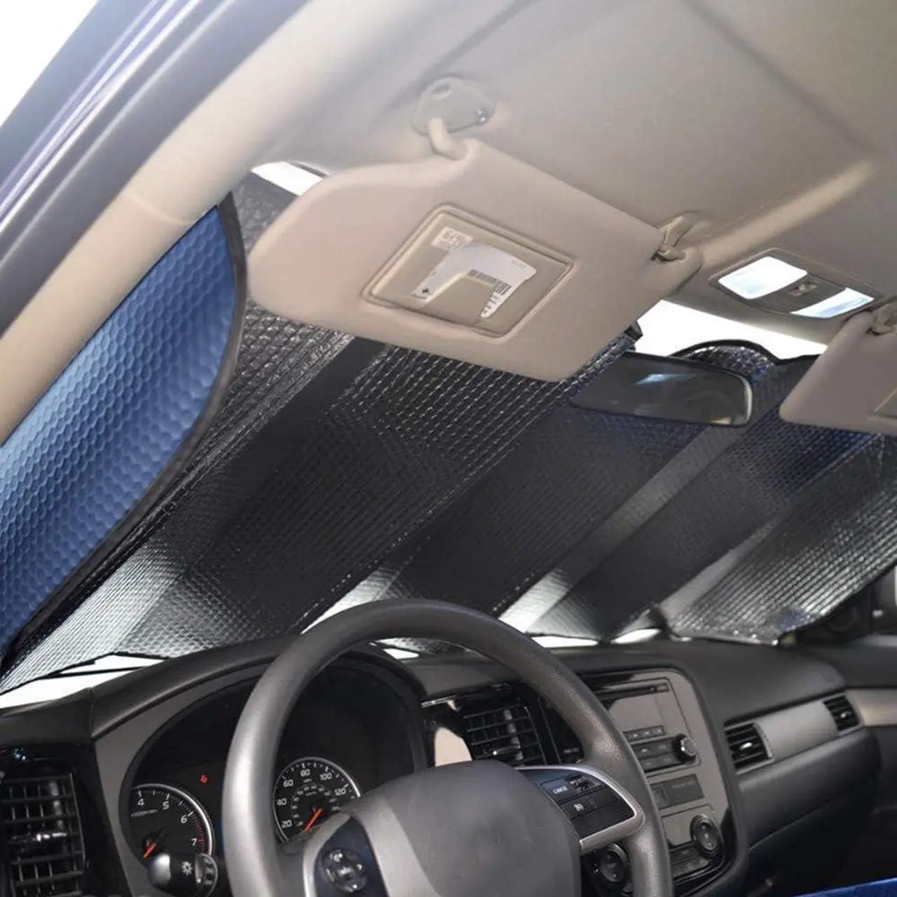 Alt view image 5 of 6 - Windshield Sunshade Car Foldable UV Ray Reflector Auto Front Window Sun Shade Visor Shield Shade,Keeps Vehicle Cool - Blue (55" x 27.5")