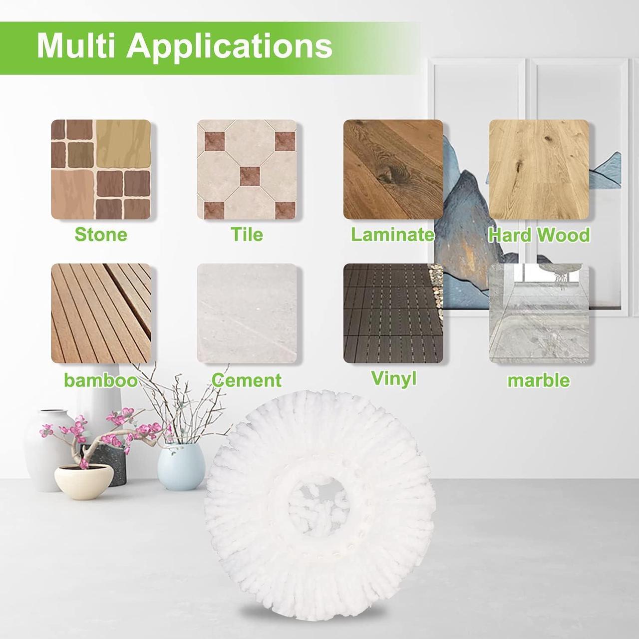 Alt view image 3 of 6 - 4 Pack Mop Head Replacement for Hurricane Spin Mop Replacement Head Microfiber Spin Mop Refills Easy Cleaning Round Shape Standard Size