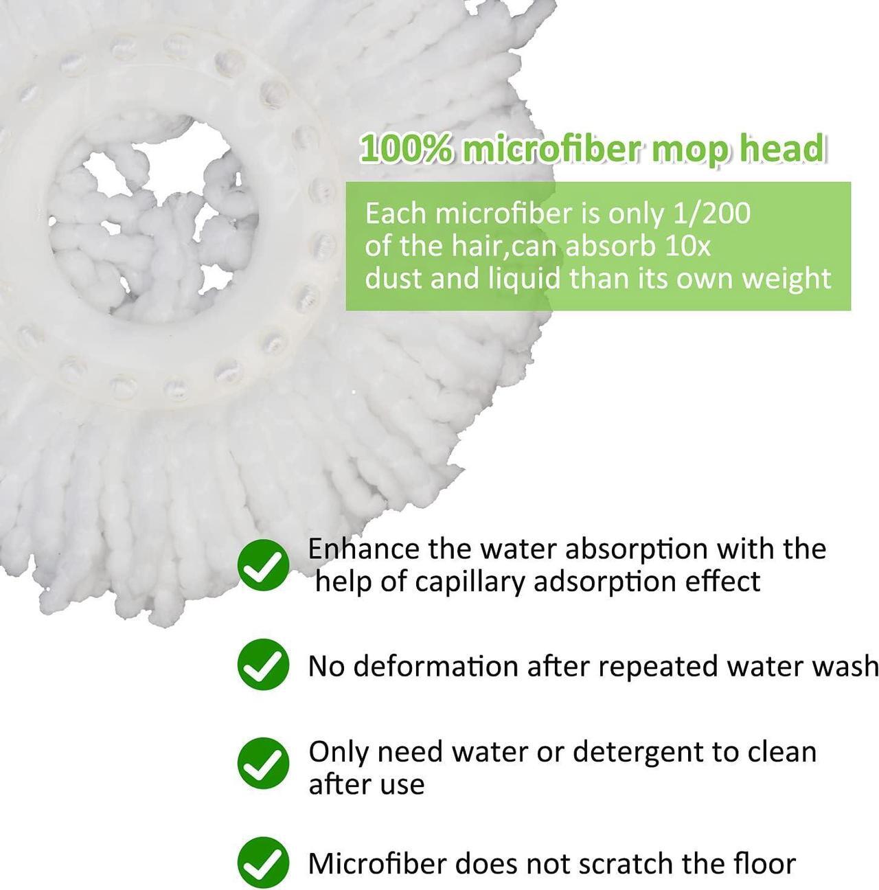 Alt view image 4 of 6 - 4 Pack Mop Head Replacement for Hurricane Spin Mop Replacement Head Microfiber Spin Mop Refills Easy Cleaning Round Shape Standard Size