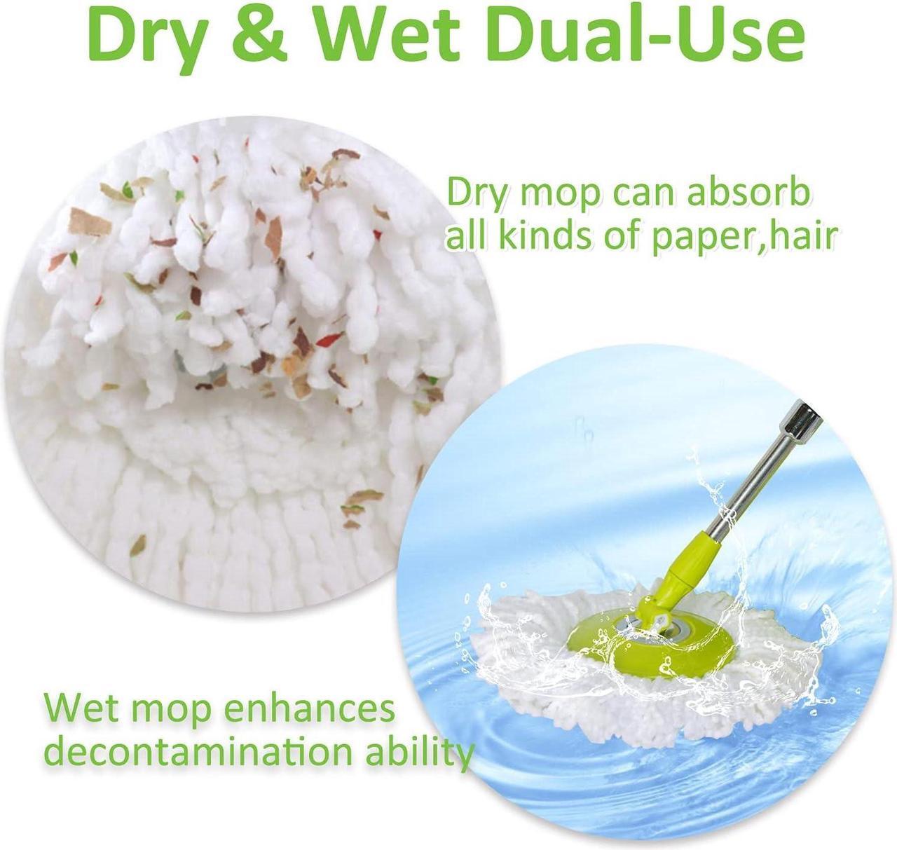 Alt view image 5 of 6 - 4 Pack Mop Head Replacement for Hurricane Spin Mop Replacement Head Microfiber Spin Mop Refills Easy Cleaning Round Shape Standard Size