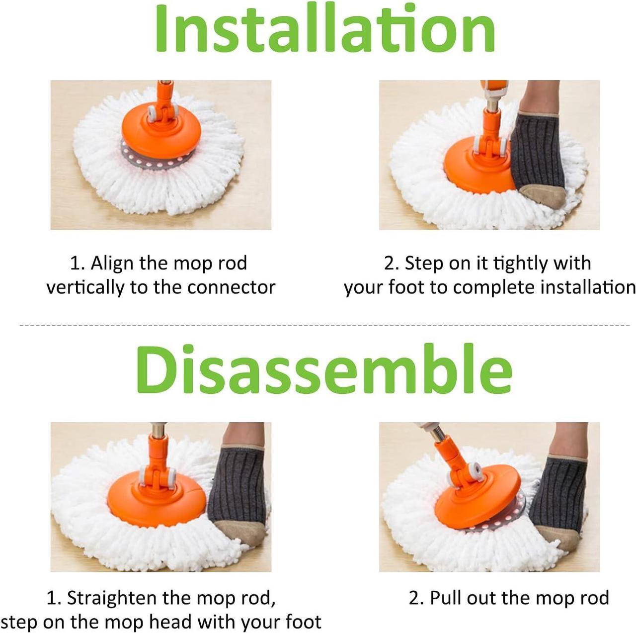 Alt view image 6 of 6 - 4 Pack Mop Head Replacement for Hurricane Spin Mop Replacement Head Microfiber Spin Mop Refills Easy Cleaning Round Shape Standard Size