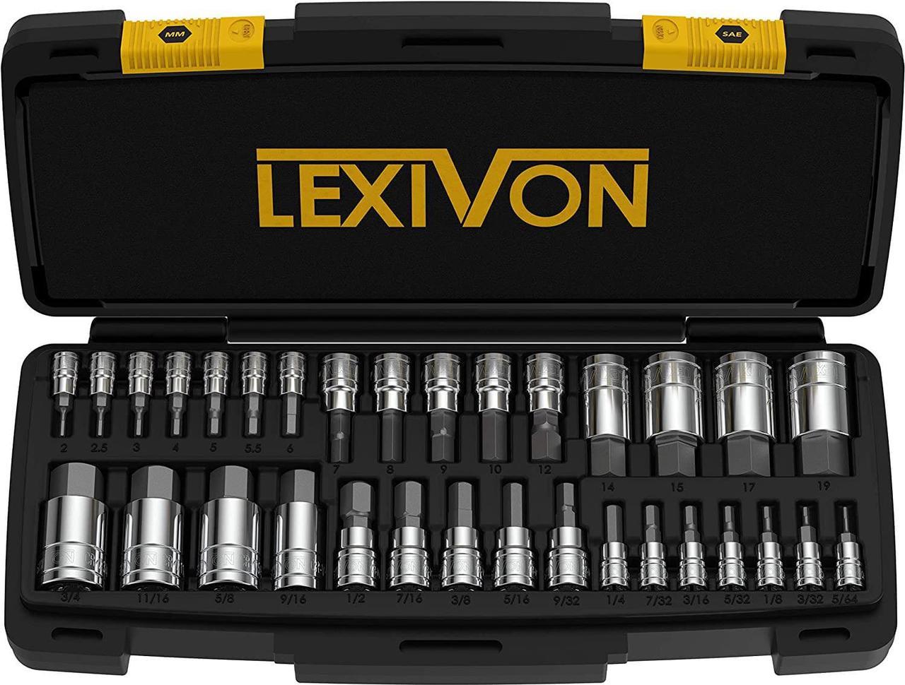 LEXIVON Master HEX Bit Socket Set, Premium S2 Alloy Steel | Complete 32-Piece, SAE and Metric Set | Enhanced Storage Case (LX-144)