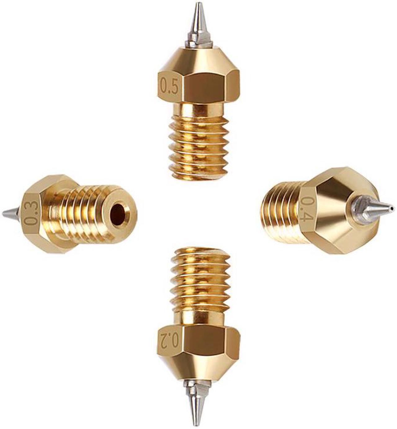 E3D V5 V6 Brass Nozzle M6 Threaded 0.2/0.3/0.4/0.5mm Removable Stainless Steel Tip For Ender-3 CR-10 V6 j-head 3D Printer Parts