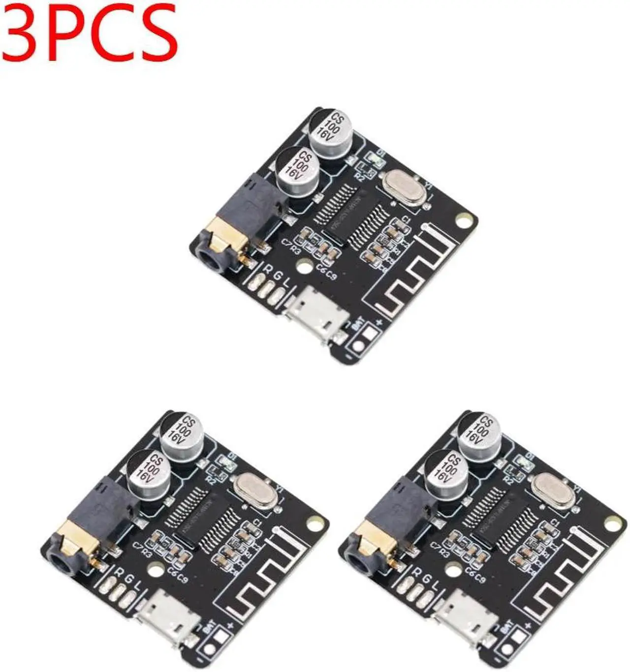 Main image of Bluetooth-compatible Audio Receiver Board BT5.0 MP3 Car Speaker Amplifier 3.7-5V Lossless Decoder Board Wireless Stereo Music(3PCS Black)