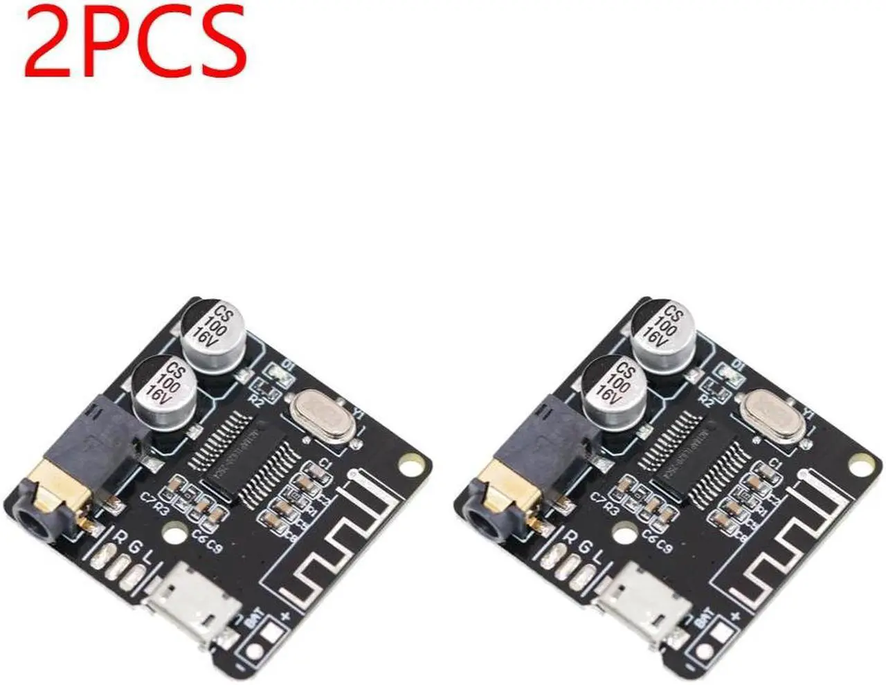 Main image of Bluetooth-compatible Audio Receiver Board BT5.0 MP3 Car Speaker Amplifier 3.7-5V Lossless Decoder Board Wireless Stereo Music(2PCS Black)