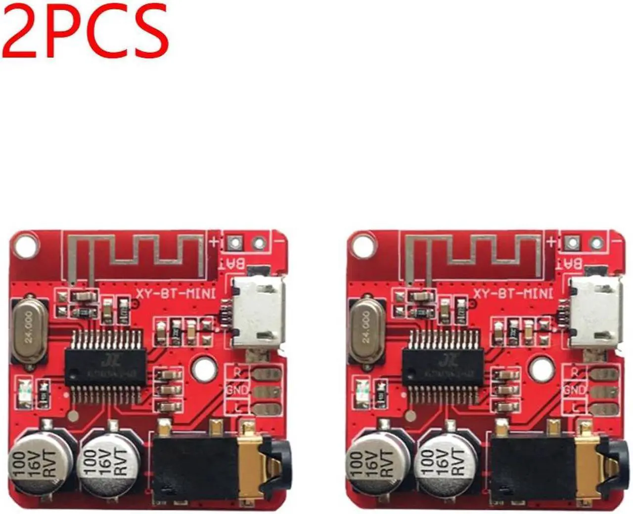 Main image of Bluetooth-compatible Audio Receiver Board BT5.0 MP3 Car Speaker Amplifier 3.7-5V Lossless Decoder Board Wireless Stereo Music(2PCS Red)