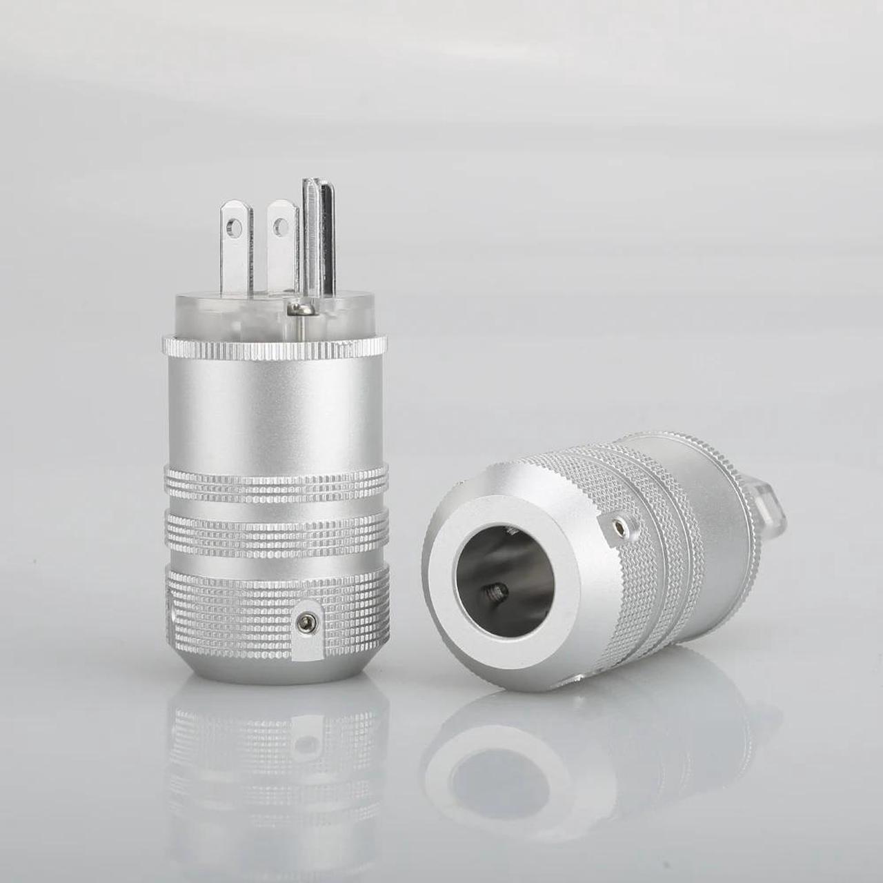 Main image of Rhodium Plated HIFI Power Plug US Mains Power Connector HIFI Power Cable Plug DIY US Power Connector(male female plug)