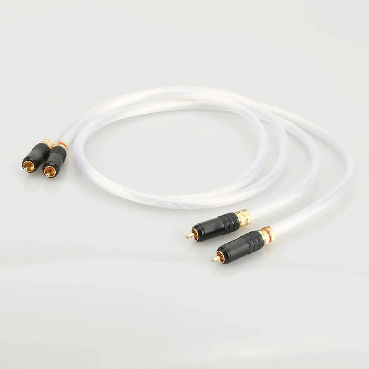 Alt view image 2 of 6 - Single Silver gold Rca plug 2RCA to 2RCA Audiophiles Audio Cable for Home Theater DVD TV Amplifier CD Length: 5m