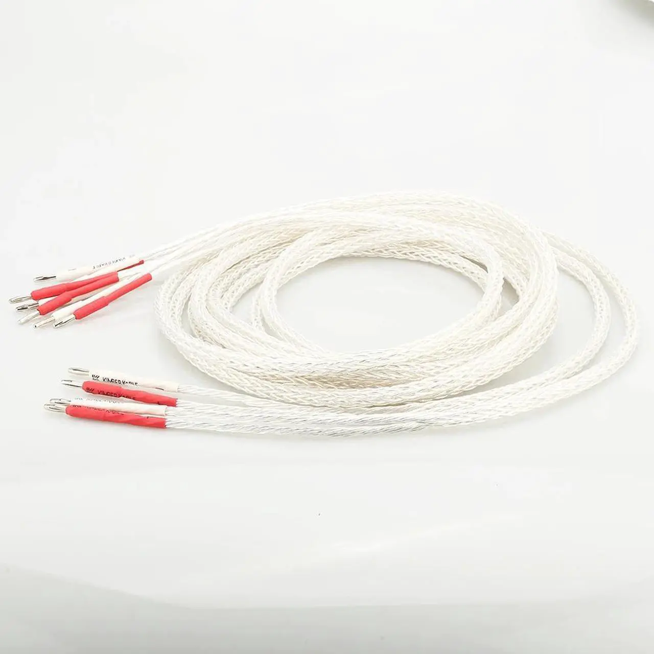 Alt view image 2 of 6 - HI-End OCC Silver Plated 8AG Speaker Cable Biwire Loudspeaker Cable HIFI Banana Plug Audiophille Speaker Cable Length: (2m)