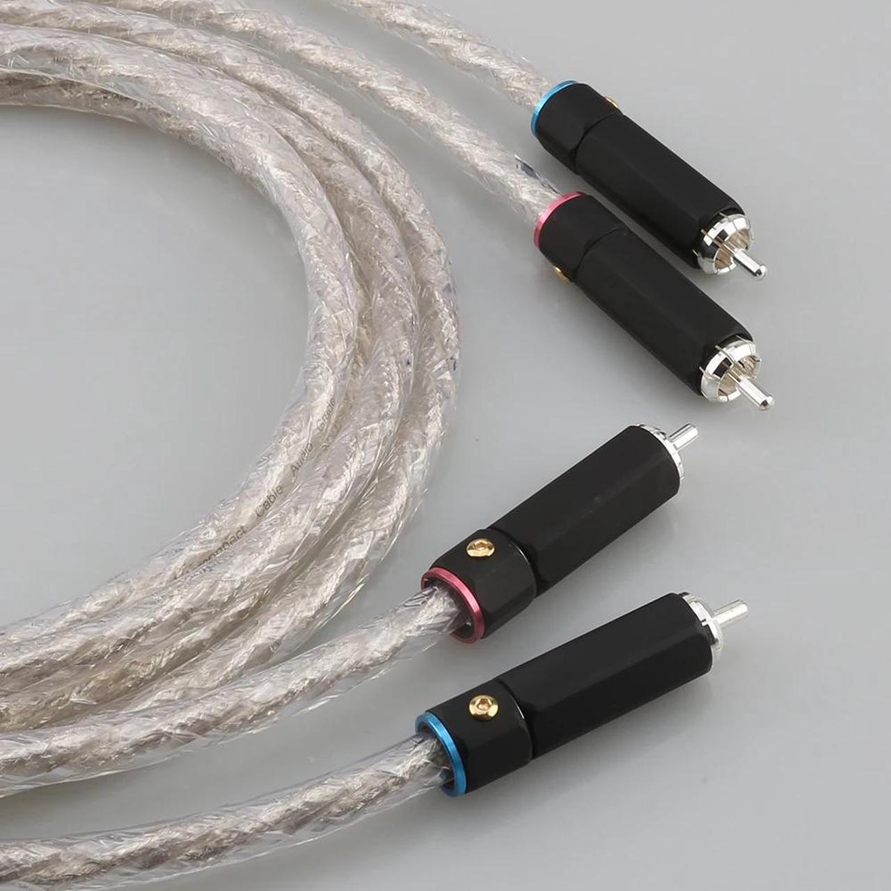 Alt view image 2 of 6 - AS220 Hifi audio silver plated dual filter ring fever audio signal cable RCA  to RCA audio cable Length:(0.5M)