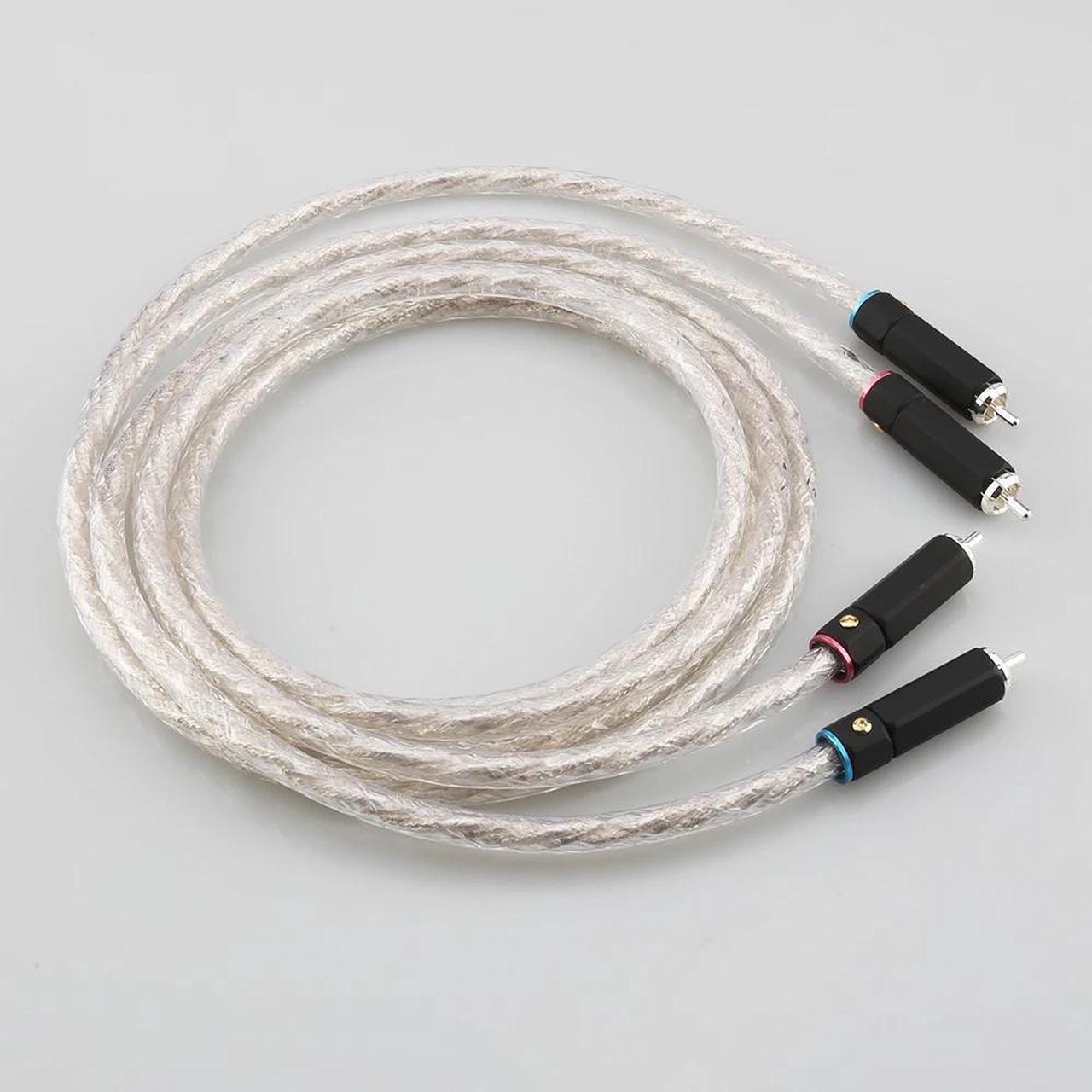 Alt view image 3 of 6 - AS220 Hifi audio silver plated dual filter ring fever audio signal cable RCA  to RCA audio cable Length:(0.5M)