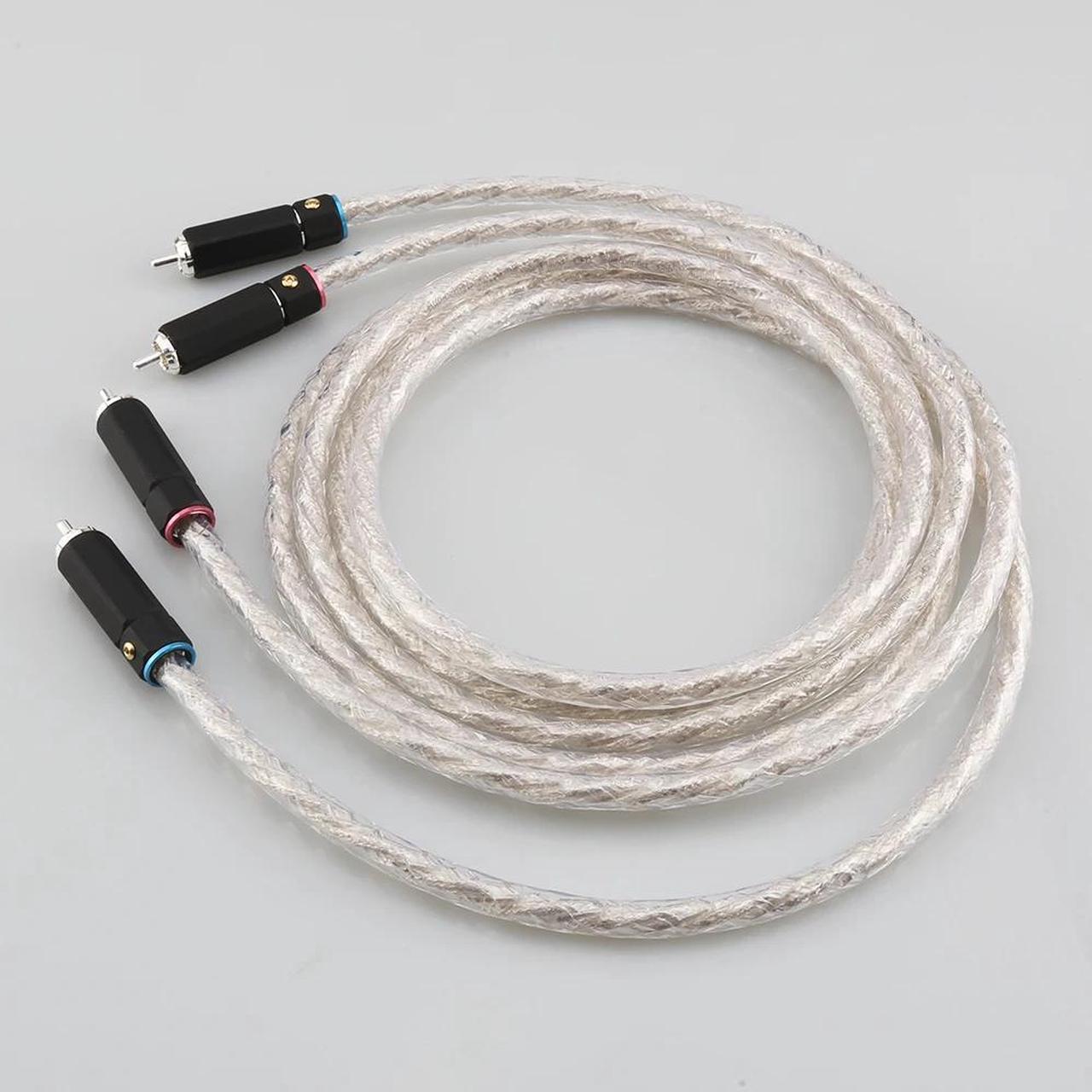 Alt view image 4 of 6 - AS220 Hifi audio silver plated dual filter ring fever audio signal cable RCA  to RCA audio cable Length:(0.5M)