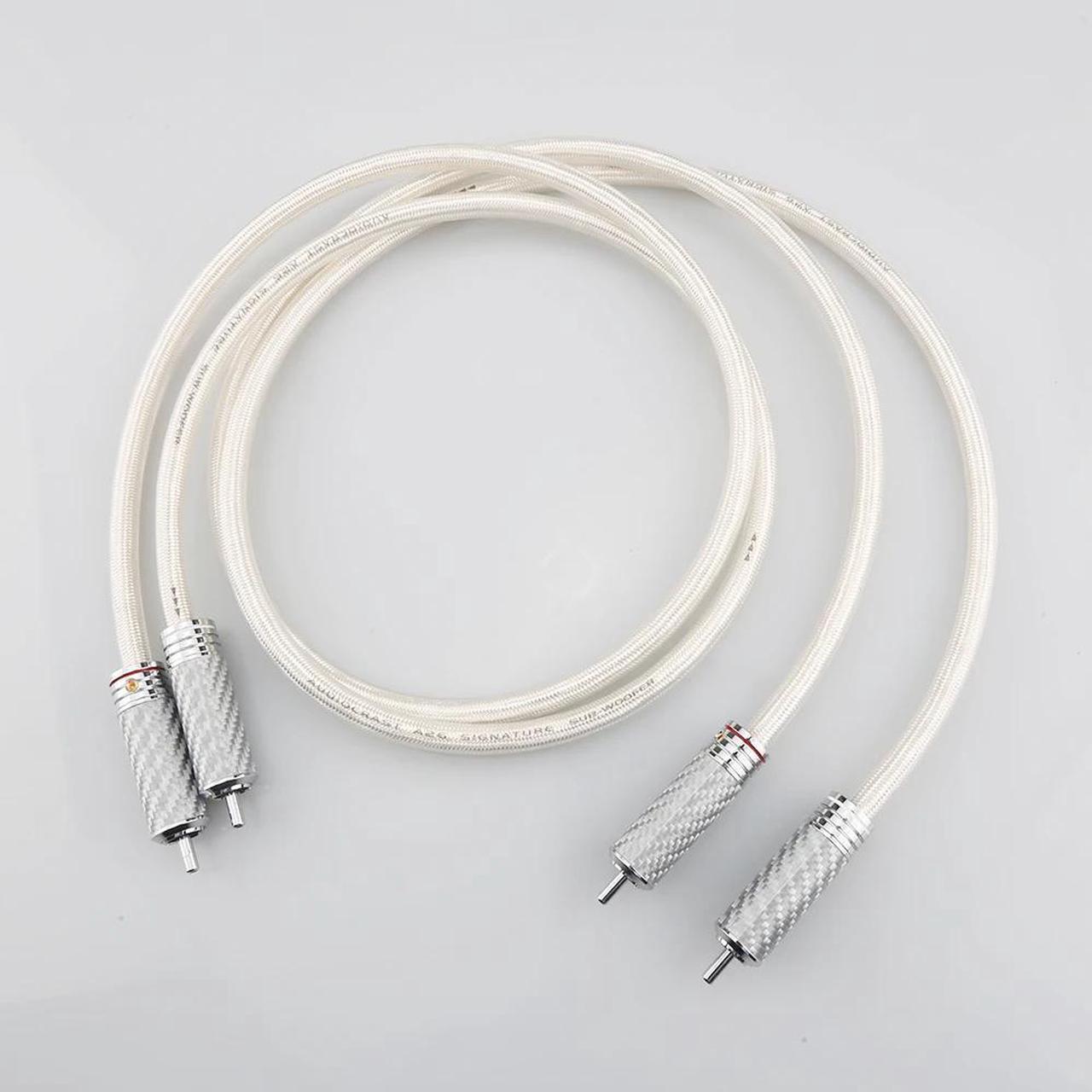 Alt view image 2 of 6 - A26 6N OCC Silver-Plated Hifi RCA Audio Cable With Carbon Fiber RCA Plug Connector Length:(3m)