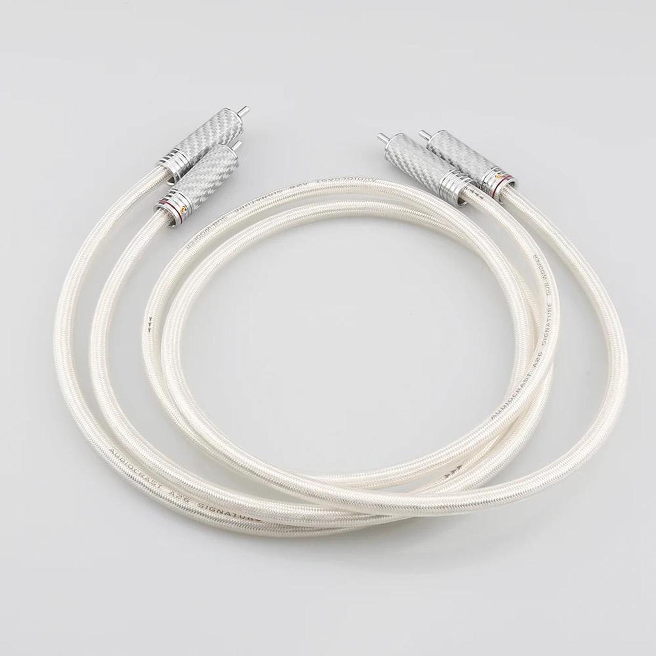Alt view image 4 of 6 - A26 6N OCC Silver-Plated Hifi RCA Audio Cable With Carbon Fiber RCA Plug Connector Length:(3m)