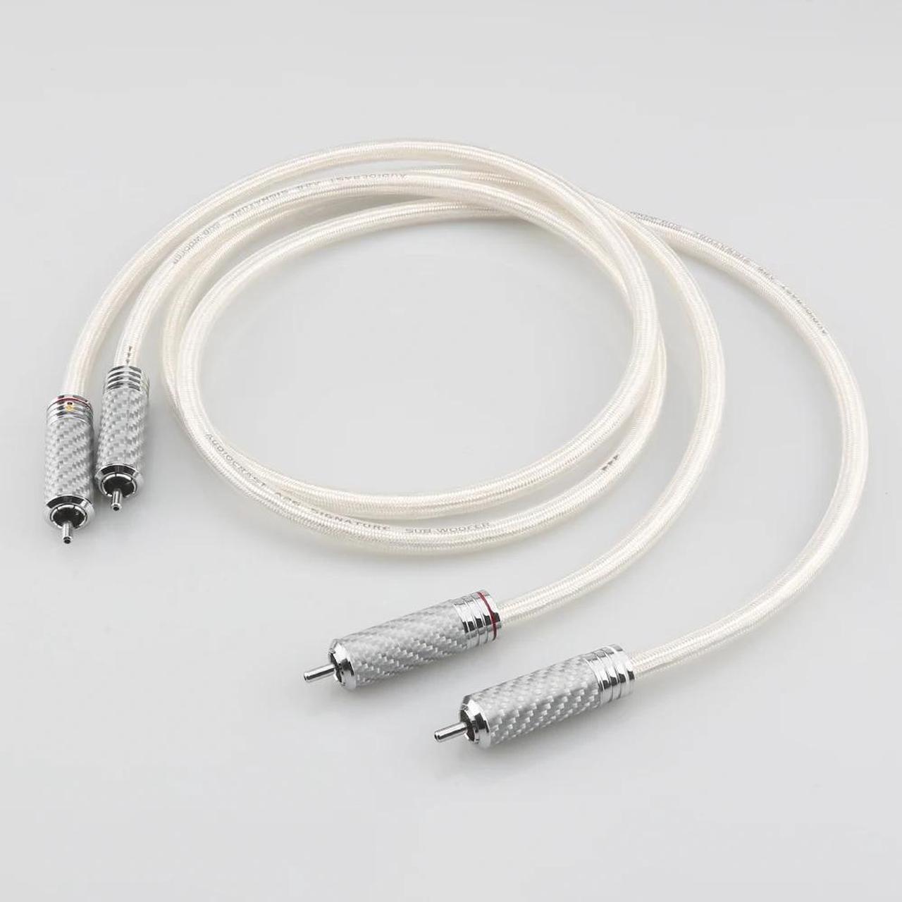 Main image of A26 6N OCC Silver-Plated Hifi RCA Audio Cable With Carbon Fiber RCA Plug Connector Length:(3m)