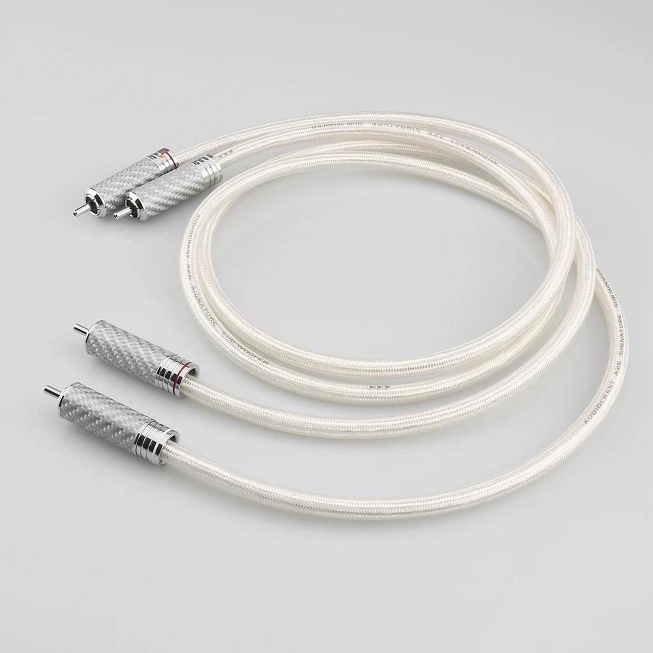 Alt view image 3 of 6 - A26 6N OCC Silver-Plated Hifi RCA Audio Cable With Carbon Fiber RCA Plug Connector Length:(3m)