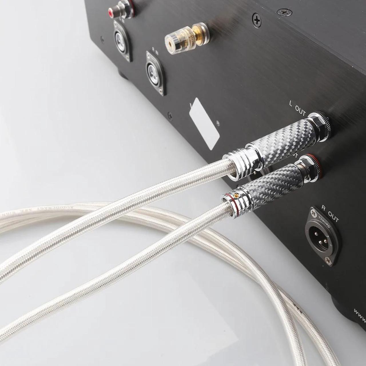Alt view image 6 of 6 - A26 6N OCC Silver-Plated Hifi RCA Audio Cable With Carbon Fiber RCA Plug Connector Length:(3m)