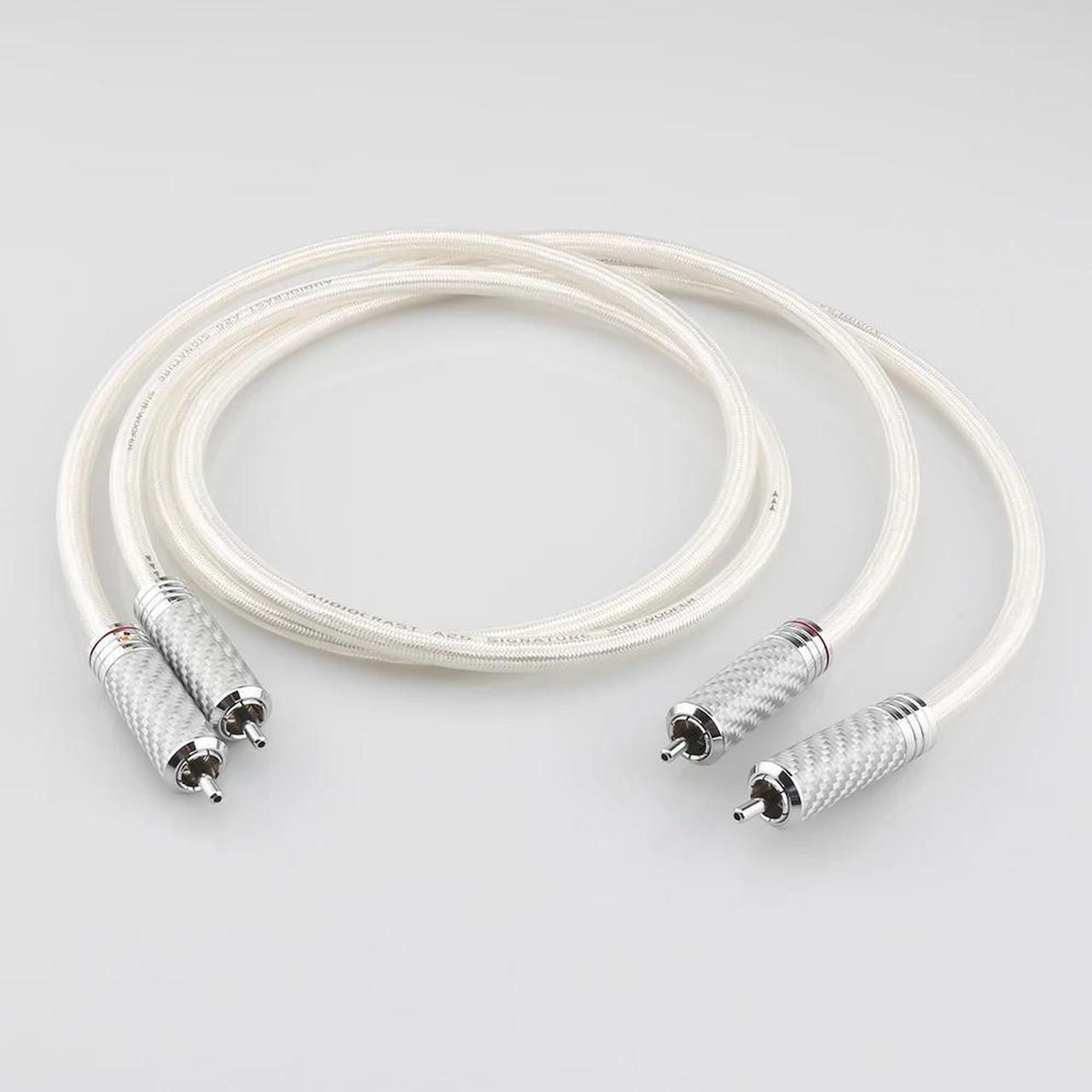 Alt view image 5 of 6 - A26 6N OCC Silver-Plated Hifi RCA Audio Cable With Carbon Fiber RCA Plug Connector Length:(3m)
