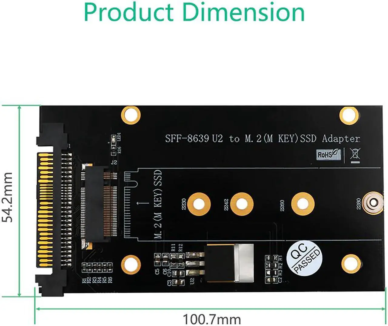 Alt view image 5 of 6 - Add On Cards U.2 SFF-8639 to M2 SSD Adapter U.2 to M.2 NVME SSD M Key Expansion Card Board for 2230 2242 2260 2280 M2 SSD