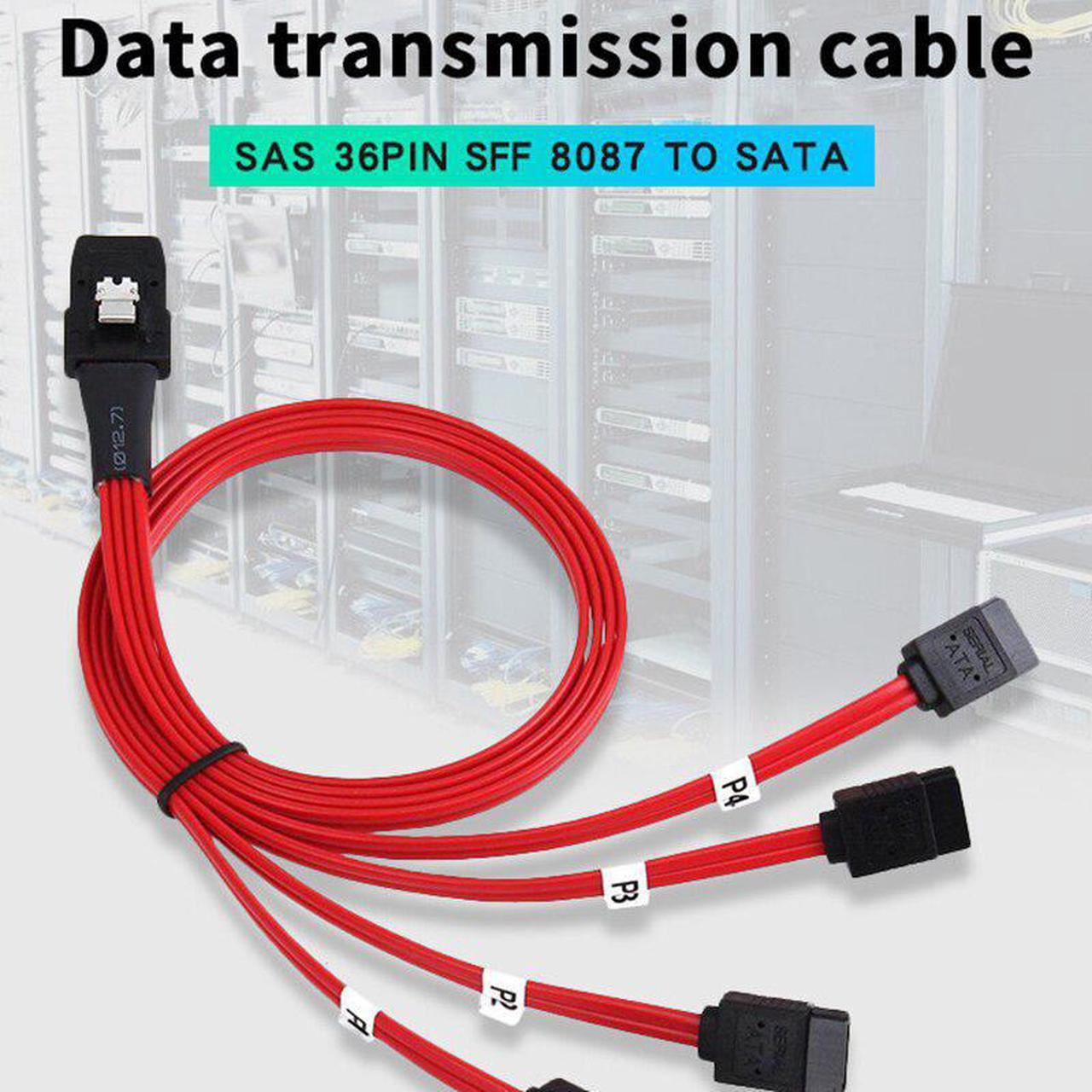 Alt view image 4 of 5 - SAS 36Pin SFF-8087 Male to SATA 7Pin Female Cable  SAS Host Controller to SATA HDD Data cable